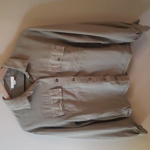 Topshop Army Green Button Up top